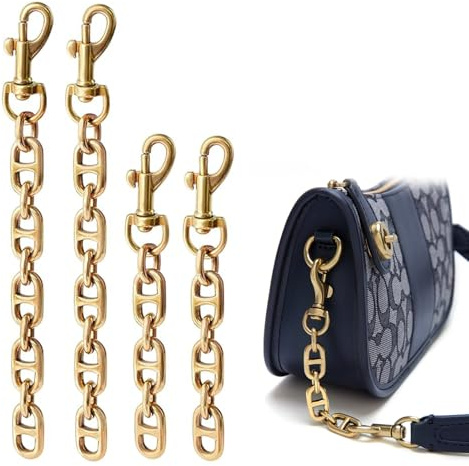 Dfuqanb 4 Stück Taschen Verlängerungsketten 12-17CM, Verlängerungsketten Taschen, Taschenkette Metall, Kette für Tasche Gold, Schulterriemen Kettenriemen, für Handtaschen Umhängetasche Crossbody