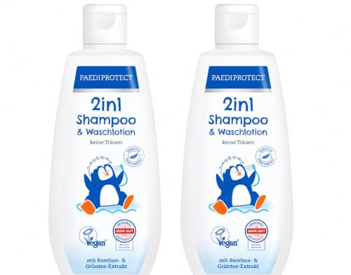 PAEDIPROTECT 2in1 Shampoo & Waschlotion für Babys & Kinder 200 ml, sanfte Reinigung & Haar ohne Parfüm & Mikroplastik, Duschgel spendet Feuchtigkeit für trockene, sensible Haut auch Erwachsene