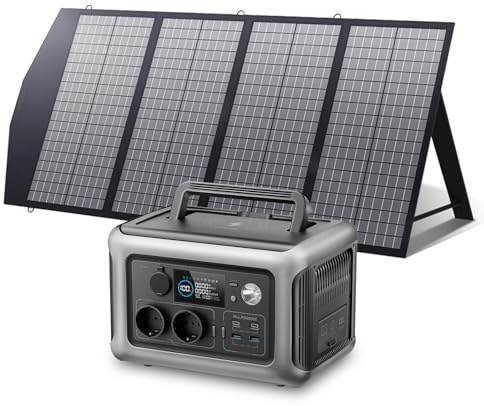 ALLPOWERS R600 600W Centrale Elettrica Portatile con 140W Pannello Solare | 299Wh LiFePO4 Batteria Backup, 2x 600W(Picco 1200W) Alimentazione, Ricarica in 60min per Campeggio Viaggi Emergenza black-out