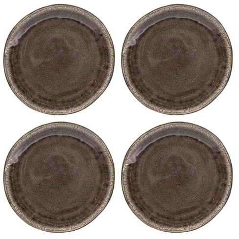 Home4You Dessertteller - Braun - Keramik - glasierte Oberfläche - 4er Set