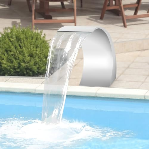 AQIFAND Fontana a cascata in acciaio inox, per piscina, giardino, laghetti, 30 x 60 cm