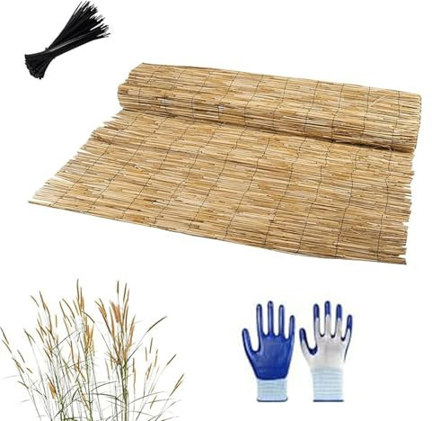 Rollo De Caña Natural Resistente, Valla Cañizo Bambu Cortavientos, Estera De Bambú Pelado Reforzada, Estera De Caña Pantalla De Caña De Jardín Varias Alturas Para Patio Al Aire Libre(H100xL400cm/3.2x1