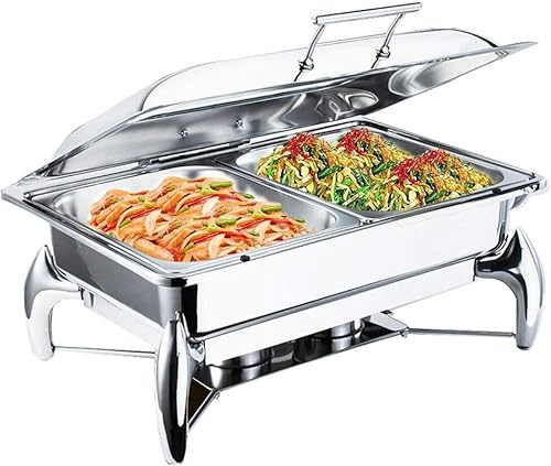 Food Warmer Buffet Server, Chafing Dish, Buffet Server D Warming Tray, Hot Plates For Keeping Food Warm Full Size, Full Size with 1/2 Inserts