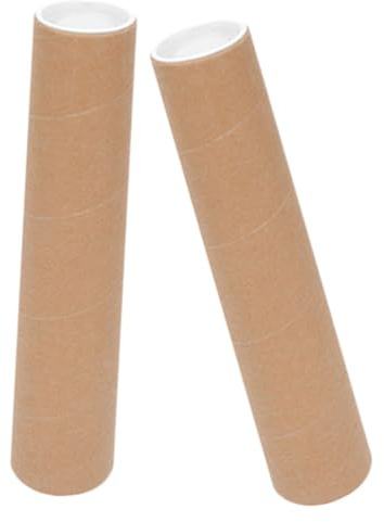 Braunes Posterhalterrohr mit Kappen, 2 Stück, aus ABS und Papier | Sichere Verschlusskappen, Robust und Praktisch, für Kunstwerke, Dokumente, Versand und Aufbewahrung