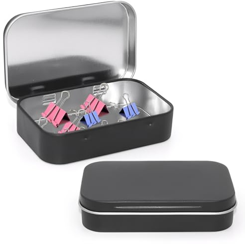 JEYORZY 2 Stück Metalldosen mit Deckel, Rostfrei Metalldöschen Kleinen Blechdosen Metalldose, Tragbare Minibox Aufbewahrungsbox für Münzen, Süßigkeiten, Schlüsseletc,Kleinen Gegenständen(schwarz)