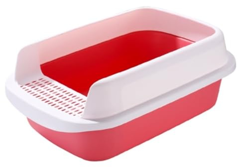 Lettiera Gatto Lettiera Per Animali Portatile Con Lato Alto, Semi Chiusa, Grande Antispruzzo Sabbiera Pratica e Igienica(Pink)