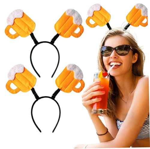 2PCS Beer Hat Hair Hoops, Yellow Beer Mug Headband for German-Themed Celebrations and Festivals Costume Accessory