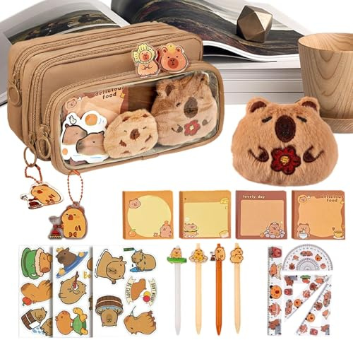 Générique Capybara School Pencil Case Cute Stationery Set, Storage Organizer for School Supplies, Ideal for Teenagers, Primary School, College,