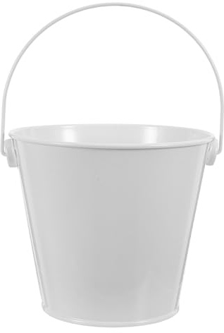 OFFSCH Bac de Récupération de Graisse Rond en Métal Blanc 8x10,5x12 Cm pour Barbecue Extérieur, Seau à Barbecue Stable Anti-basculement, Collecteur D’Huile pour Fumoir, Camping et Cuisson