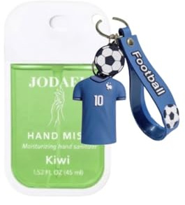 Alcohol-Free Hand Sanitizer Spray for Kids – Gentle Daily Use for Boys & Girls, Travel Friendly Clip-On Bottle with 3D Keychain for School, Playground, Home & Travel 45ml (Blue jersey)