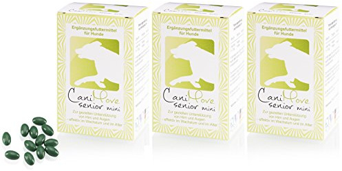 CaniMove Senior mini XL-Sparset (3 x 100 Kapseln) für Augen und Gehirn, mit DHA, Ginkgo-Extrakt, FloraGlo und B12, tierärztliche Entwicklung