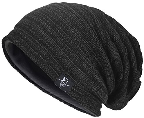 VECRY Hommes Bonnets Slouchy Knit Beanie Calotte Artistique Chapeaux (Gris, Taille M)