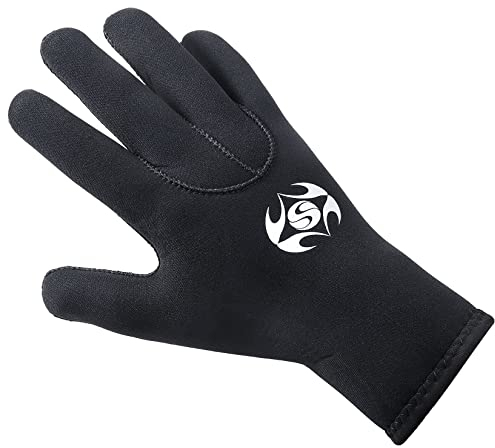 PAWHITS Neoprenhandschuhe 3mm Thermohandschuhe Winterhandschuhe wasserdichte Anti-Rutsch-Handschuhe für Männer und Frauen Herren Schwarz (XL)