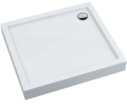 VBChome Acryl-Duschwanne 90x90x14 cm Duschtasse Competia rechteckig Duschkabine Styroporträger extra flach Sanitär-Acryl Duschbecken stabil weiß + Siphon