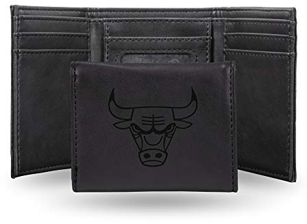 Rico Industries NBA - Portafogli pieghevole con incisione laser, colore nero, LETRI72001BK, Nero, 5.75