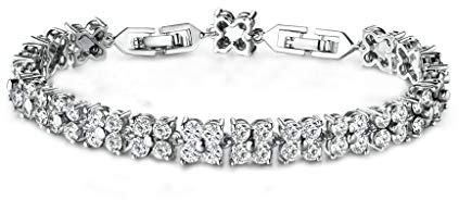 GULICX Armband Kristall einfaches quadratisches Element römisches Tennisarmband vergoldet Zirkonia Schmuck für Frauen, 18 cm, Metall Cubic Zirkonia