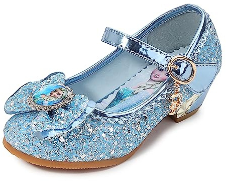 FStory&Winyee Bambino Congelato Principessa per Bambina Elsa Frozen Paillettes Scarpe Costume Ballerine Ballo Adatte per Feste Cerimonia Nozze Natale Cerimonia Carnevale Halloween,Blu,25