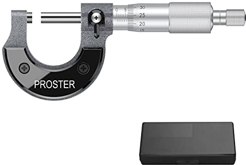 Proster Outside Micrometer 0-25mm(0.01mm Graduations) Metric External Caliper with Zero Wrench and Packing Box High Outside Metric Micrometer Precision Machinist Tool