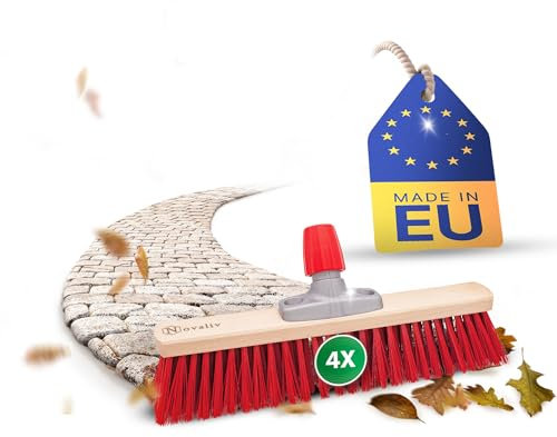 Novaliv 4 escobas de calle de 50 cm, cabeza de escoba sin mango, elaston rojo, escoba para exteriores, batidor industrial, escoba de jardín, escoba multiusos