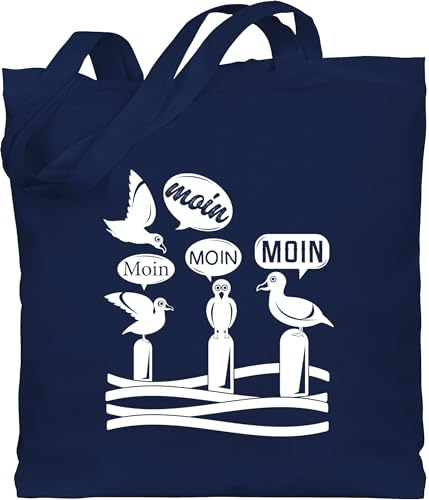 Shirtracer - Baumwolltasche - Sprüche Statement - Moin - Möwen - weiß