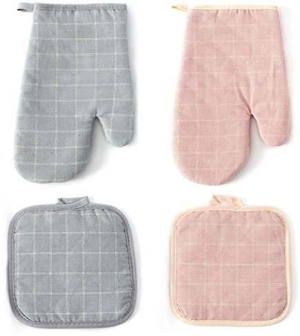 2 Sets Ofenhandschuhe Topflappen Ofenhandschuhe Hitzebeständige Ofen Handschuhe Kochhandschuhe Topfhandschuhe Topflappen Hitzebeständigkeit Topfhandschuh Für Küche BBQ Grillen Kochen Backen