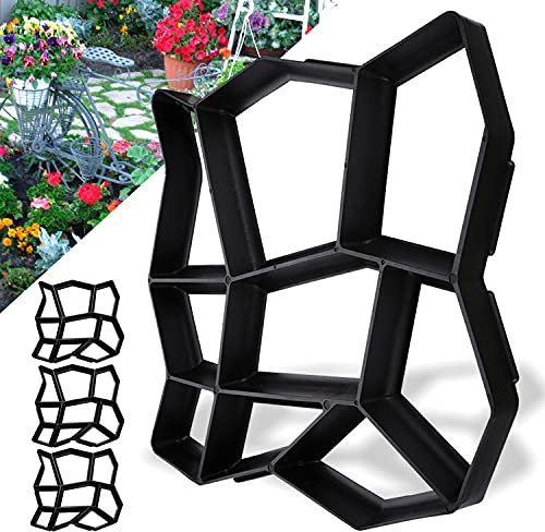 EINFEBEN 4x Betonform Pflasterform Schalungsform Gießform Plastikformen für Beton Garten Gehwegen Trittsteinen DIY Natursteinpflaster Pflastersteine Terrassenplatten