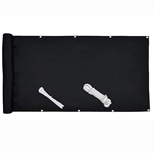 QIAOH Balkon Sichtschutz 80cmx1000cm, Balkonabdeckung Balkonverkleidung Blickdichte Wind Und UV-Schutz Mit Ösen, Nylon Kabelbinder Und Kordel
