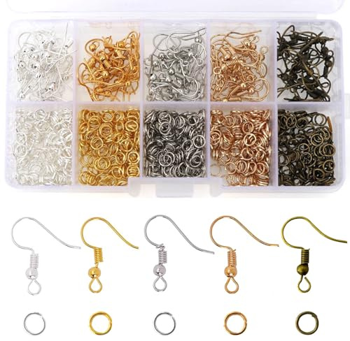 Redamancy 1150 stycken örhänge-kit, 18 x 20 mm smyckestillverkningsset, flerfärgade örhänge-krokar, böjringar, örhängen gör-det-själv-örhängen, smycken, pysseltillbehör