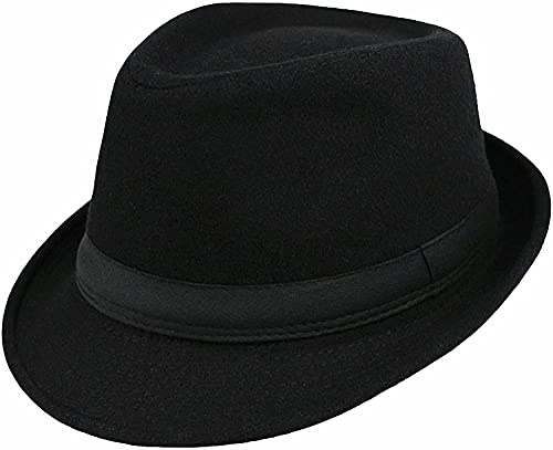 Kids-Felt-Fedora-Trilby-Gangster-Hat Toddler-Boys Panama Derby Manhattan Cuban Hat Jazz-Cap(Size 6 5/8 for 2-5T) Black