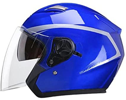 RYDZCLH Vintage Motorrad Roller Offenes Jet Helm Scooter Moped Mofa-Helm Open Face Helmet Erwachsener Damen Herren Retro Pilot Biker Helmet DOT/ECE-Zertifizierung Mopedhelm Sturzhelm,Blau