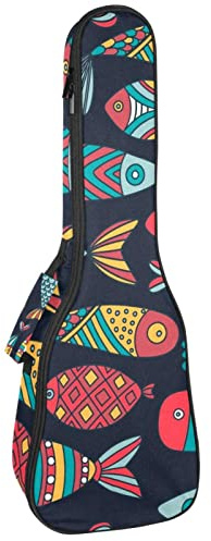 Ukulele väska undervattensvärld av fisk ukulele fodral för Sopran Tenor konsert 23 tum 10 mm tjock mjuk vadderad justerbara remmar spelväska