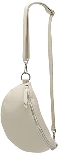 SH Leder ® echt Leder Hüfttasche Damen Herren Unisex Gürteltasche für Festival Reise Bauchtasche große Crossbody Bag Frauen Ledertasche 30x18cm Lala G399 (Beige)
