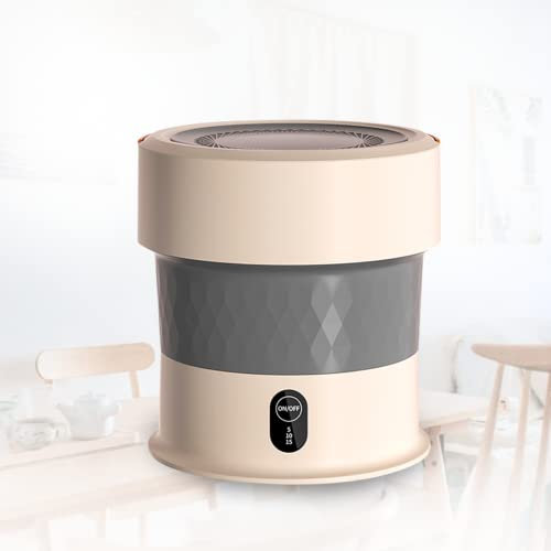 PanHuiWen Pliable Mini Lave Linge Pas Cher Ultrasonique Petite Machine à Laver Le Linge 13L Convient pour Les Voyages, Le Camping,Gold-Ozone