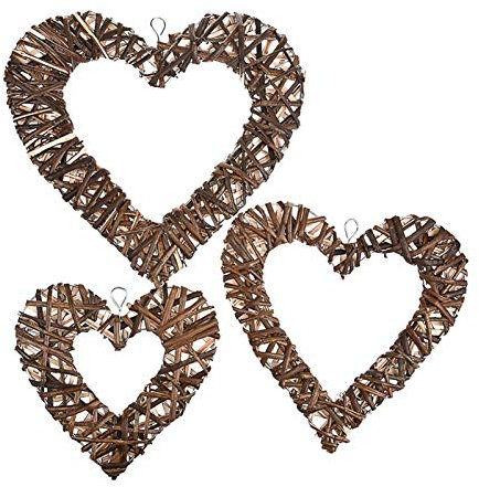 GIMOCOOL 3 pezzi fatti a mano appeso salice appeso cuore corona di vimini romantico porta d'ingresso corona corona matrimonio amore forniture casa festa giardino decorazione
