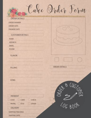 CAKE ORDER FORM LOG BOOK: Detailed Order & Customer Tracker Notebook for Custom Cake Orders | Perfect for Home-based cake business & small/professional bakery.