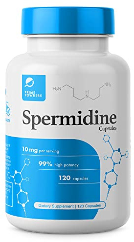 Prime Powders Spermidine Capsules Gluten Free 99% Concentration 100x More Potent Than Wheat Germ Extract for Anti-Aging DNA Telomere Support