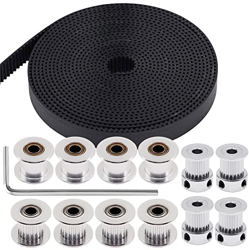 Zeelo 5M GT2 Timing Belt 15mm Width + 4pcs 20 Teeth 5mm Bore Timing Pulley Wheel + 4pcs 20 Toothless Bore 5mm Idler + 4pcs 20 Tooth Bore 5mm Idler,for 3D Printer