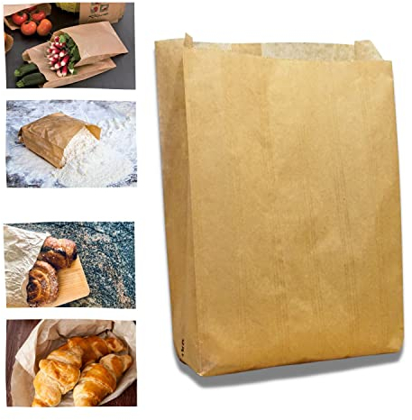 100 sacchetti di carta Kraft per alimenti (30x20 cm),sacchetti regalo,sacchetti di carta per snack,sacchetti di carta senza manici,sacchetto per la colazione,sacchetti per artigianato