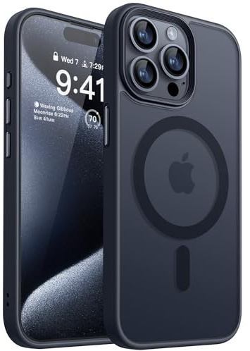 CANSHN Cover Magnetica Opaca per iPhone 15 Pro, [Compatibile con MagSafe] Custodia Traslucida Opaca Protettiva Sottile Antiurto - Nero