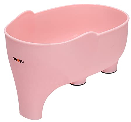 FHTECO Vegetables Washing Basket Elephant Drainage Basket Fruit Basket for Draining Pasta Noodles Kitchen, PP Material, 22x14x10cm (Pink)