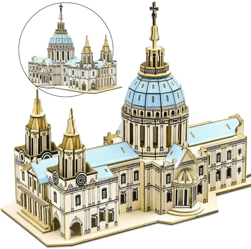 LUFEIS 3D Wooden Puzzle, St. Paul's Cathedral Model Building Kit, 237 Pieces 3D Jigsaw Puzzles for Teens & Adults, DIY Architecture Building Craft Kits for Wooden Crafts Enthusiasts