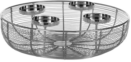 EGLO LIVING Adventskranz Hagony, Kerzenhalter Gestell für 4 Adventskerzen | Advent Kerzenständer für Stumpenkerzen, Tischdeko Weihnachten aus Metall in Silber, ⌀ 36 cm