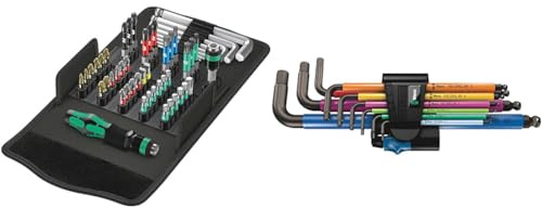 Wera 05057460001 Werkzeug-Set & 05022210001 950/9 Hex-Plus Multicolour HF 1 Multicolour Winkelschlüsselsatz, metrisch, BlackLaser, mit Haltefunktion, 9-teilig