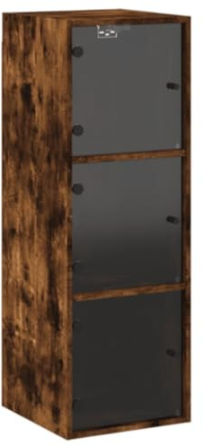vidaXL Mueble de Pared Puertas de Vidrio Roble Ahumado 35x37x100 cm