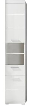trendteam smart living - Amanda - Armario Alto - Blanco Brillante - Armario de baño con 3 estantes - 37 x 190 x 31 cm - Armario de baño con 4 estantes, 2 estantes y un cajón - Resistente a los
