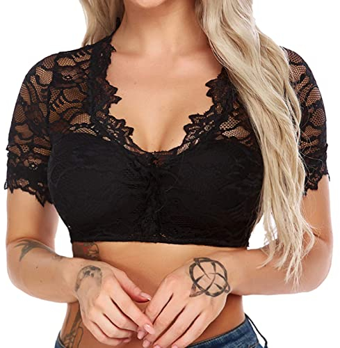 GFPGNDFHG Trachtenbluse Langarm Stehkragen Dirndl 48 Damen midi Dirndlbluse Spitze 36 weiß rosa trachtenhut Herren Weste