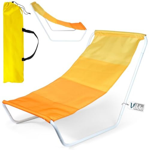 Vilde - Gartenliege Sonnenliege Klappbar - Sonnenliegen - Klappbare Garten Liege Gartenliegen Leicht - Strandliege Liegestuhl Balkon Balkonliege - Strandstuhl tragbar - gelb oange