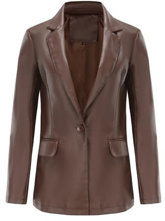 VIVICOLOR Blazer in Pelle per Le Donne One Button PU Giacca in Pelle Slim Fit Casual Blazer Coats