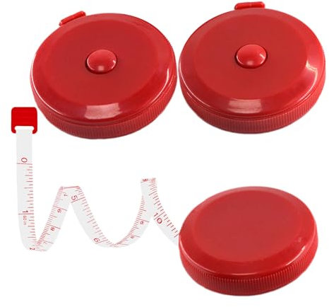 HUAHAITGCH Maßband, einziehbar, Stoffmaßband, 150 cm, kleines Nähbandmaß für Handwerk, Pflege, Medizin, Reisen, 3 PS (rot)