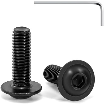 Tunejoy 20 Piezas Tornillos de Cabeza Alomada con Brida M8 x 25 mm Negro Tornillo de Cabeza Hexagonal de Acero Inoxidable A2 V2A Tornillos Máquina con llave Allen Rosca Completa